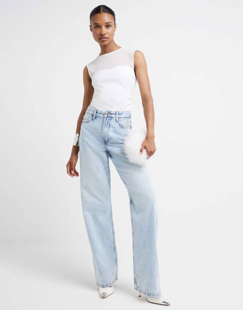 River Island - Lässige Straight Jeans in Hell mit hohem Bund-Blau von River Island