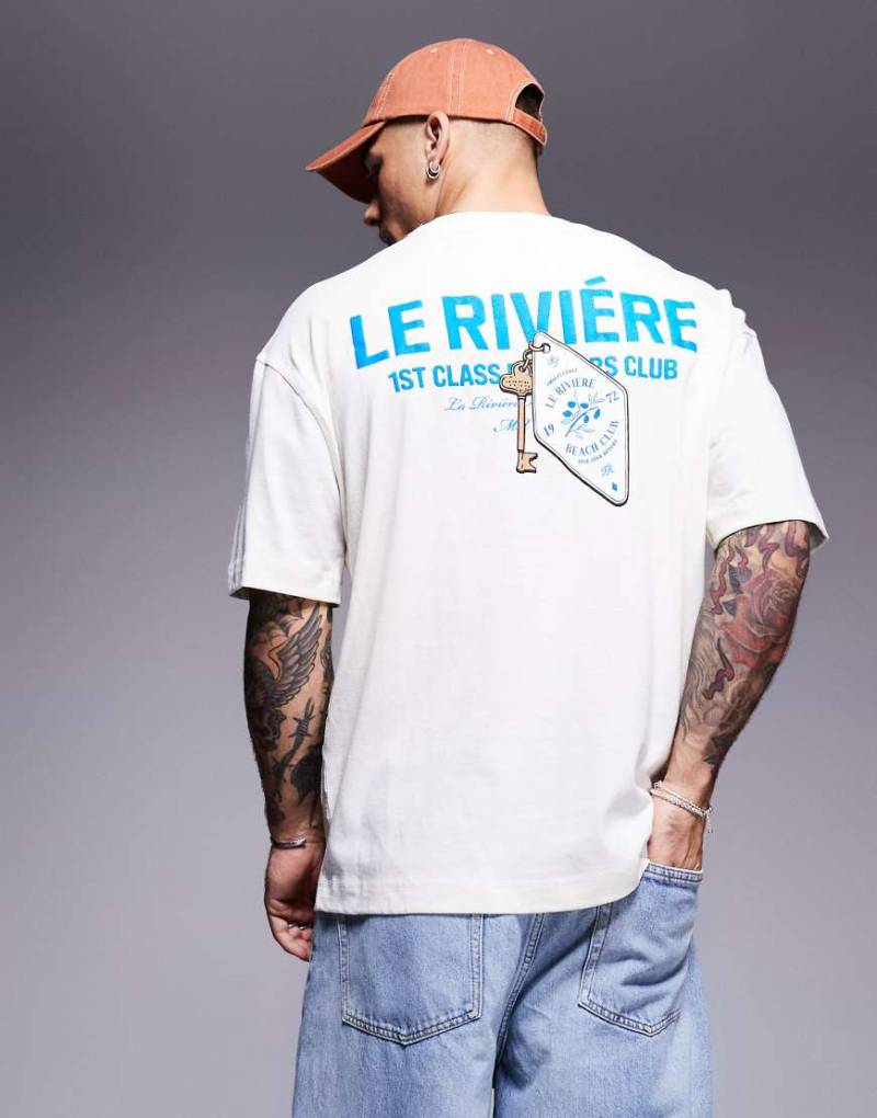 River Island - Le Riviere - Oversize-T-Shirt in Ecru-Neutral von River Island