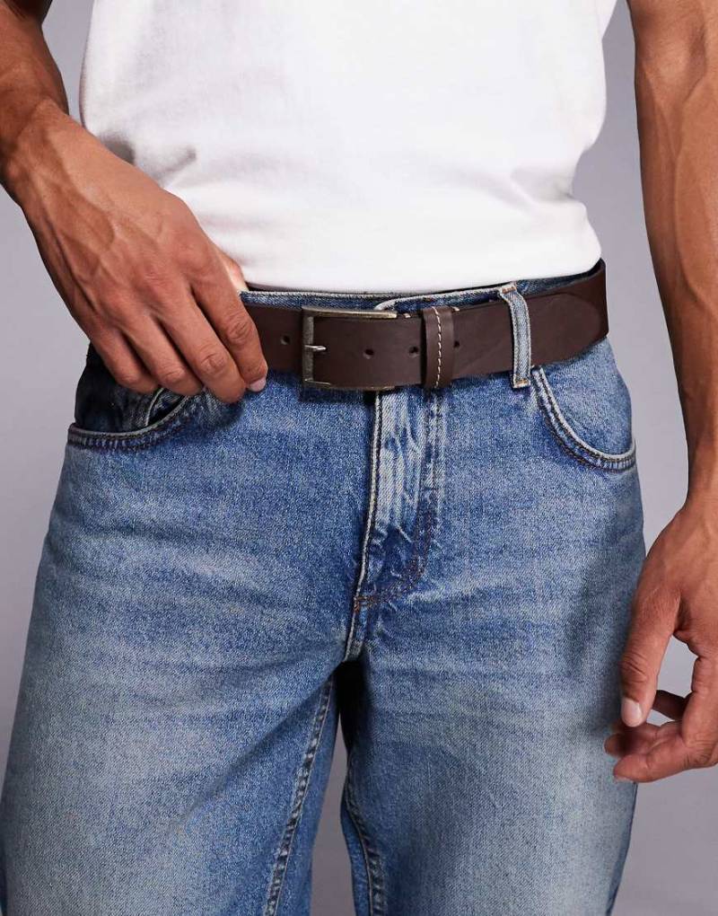 River Island - Legerer Ledergürtel in Dunkelbraun-Brown von River Island