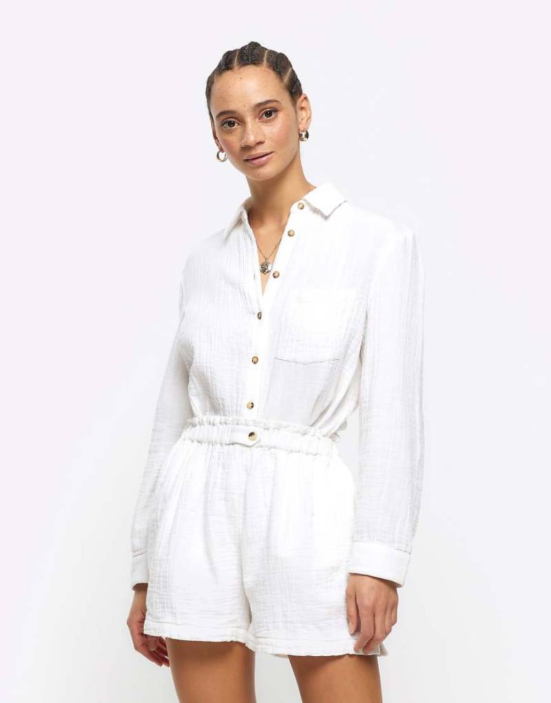 River Island - Leinenshorts in Weiß, Kombiteil von River Island