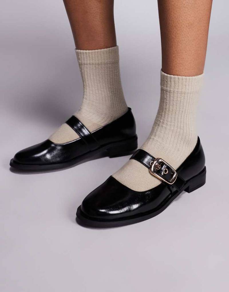 River Island - Mary-Jane-Ballerinas in Schwarz von River Island