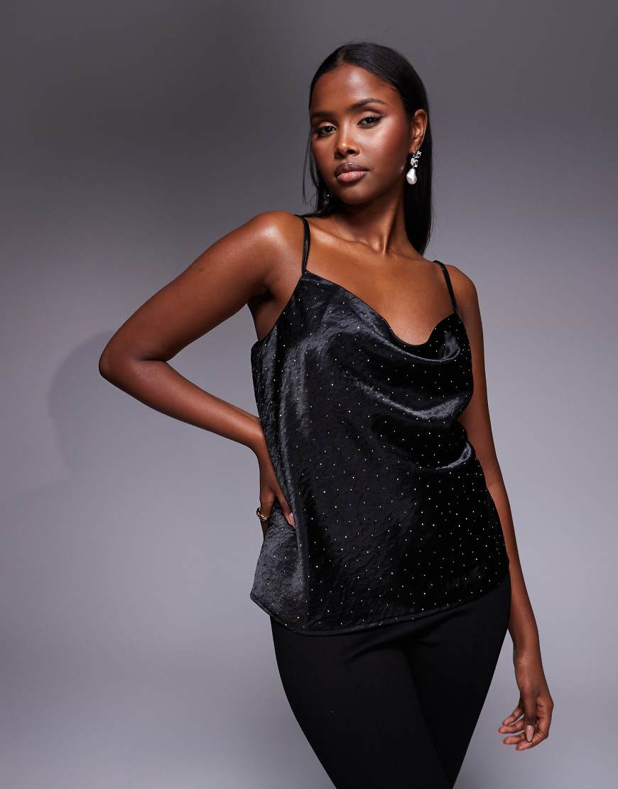 River Island - Mit Nieten besetztes Camisole-Top in Schwarz von River Island