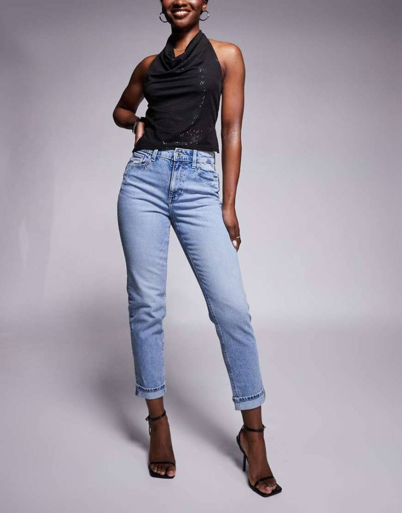 River Island - Mom-Jeans in Hellblau von River Island