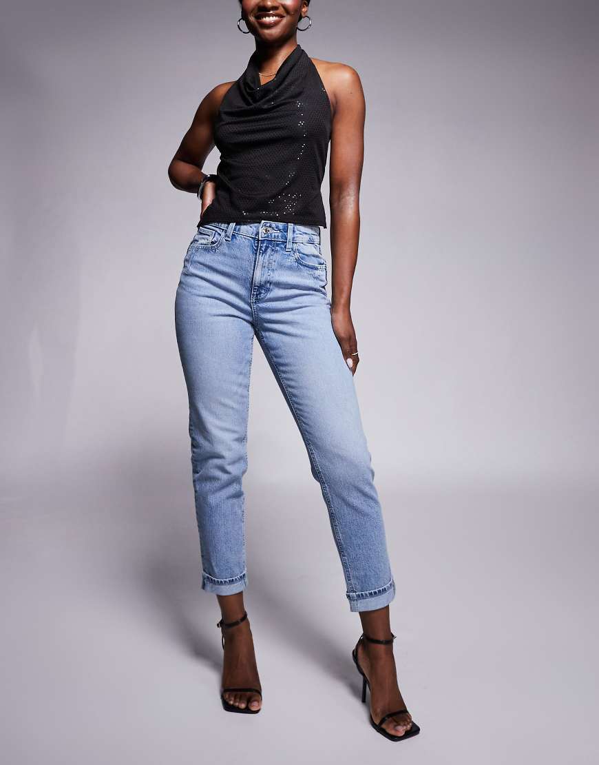 River Island - Mom-Jeans in Hellblau von River Island