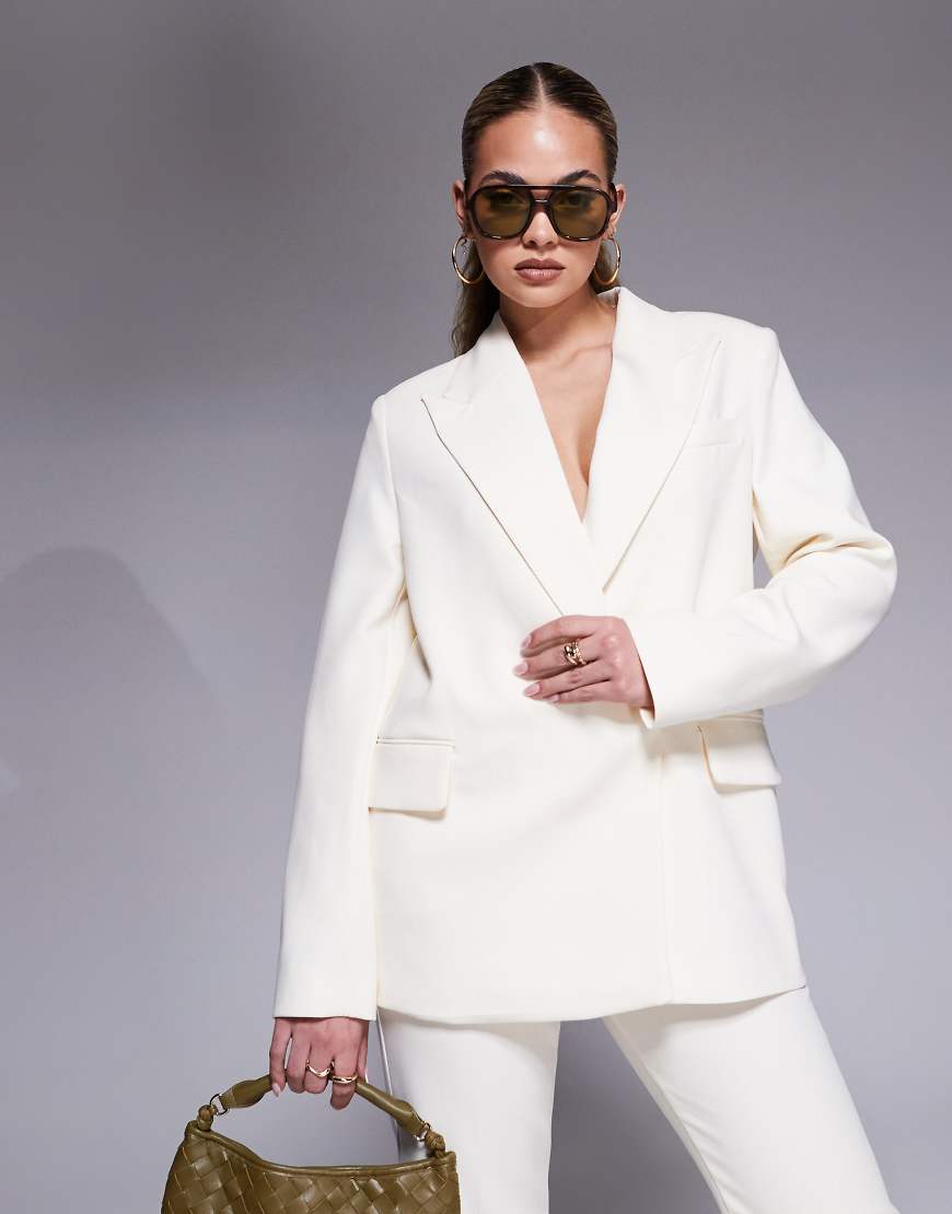 River Island - Oversize-Blazer in Creme, Kombiteil-Weiß von River Island