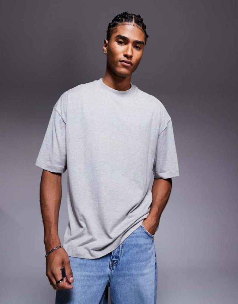 River Island - Oversize-T-Shirt in meliertem Grau von River Island