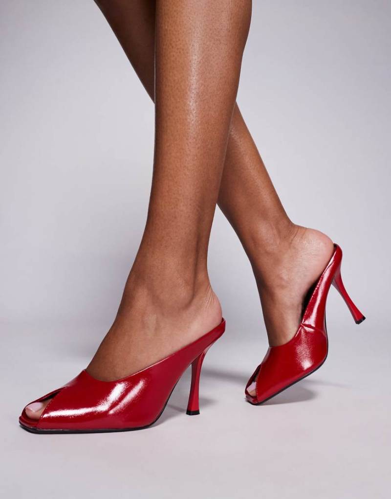 River Island - Peeptoe-Pantoletten in Rot mit Absatz von River Island
