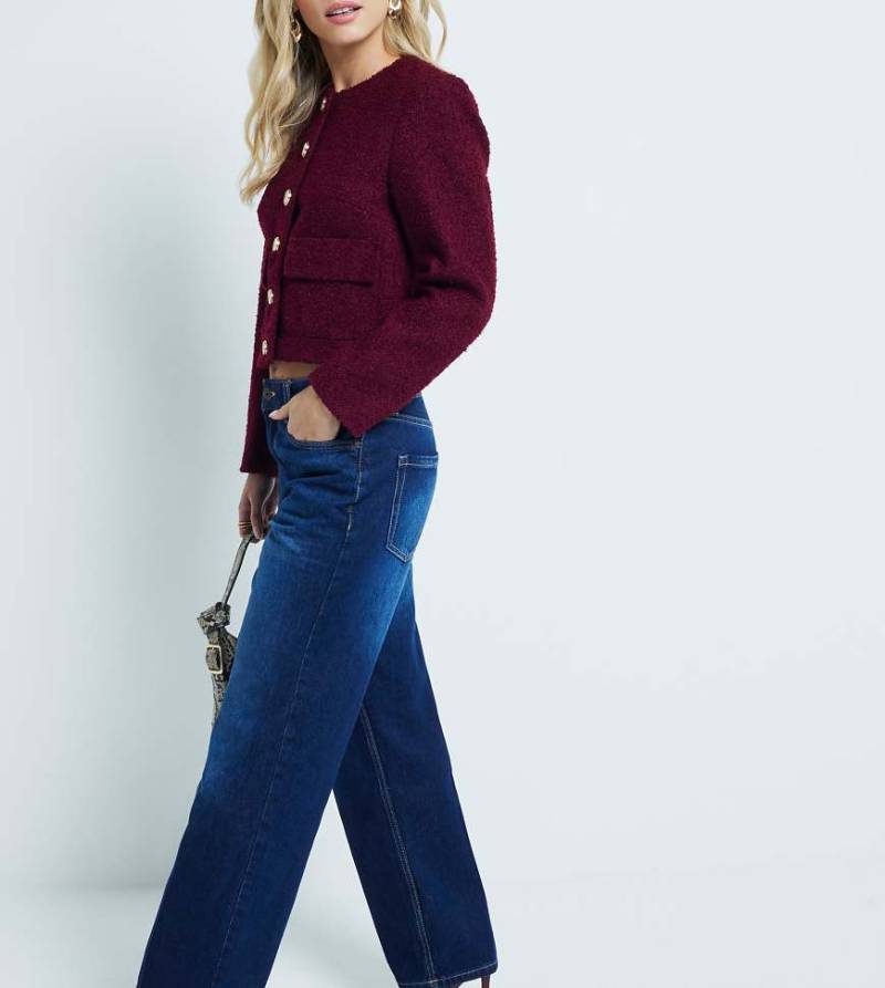 River Island Petite - Gerade geschnittene Jeans in dunkelblauer Waschung von River Island
