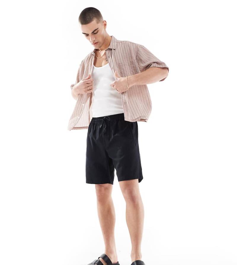 River Island - Shorts zum Reinschlüpfen aus Leinenimitat in Schwarz von River Island