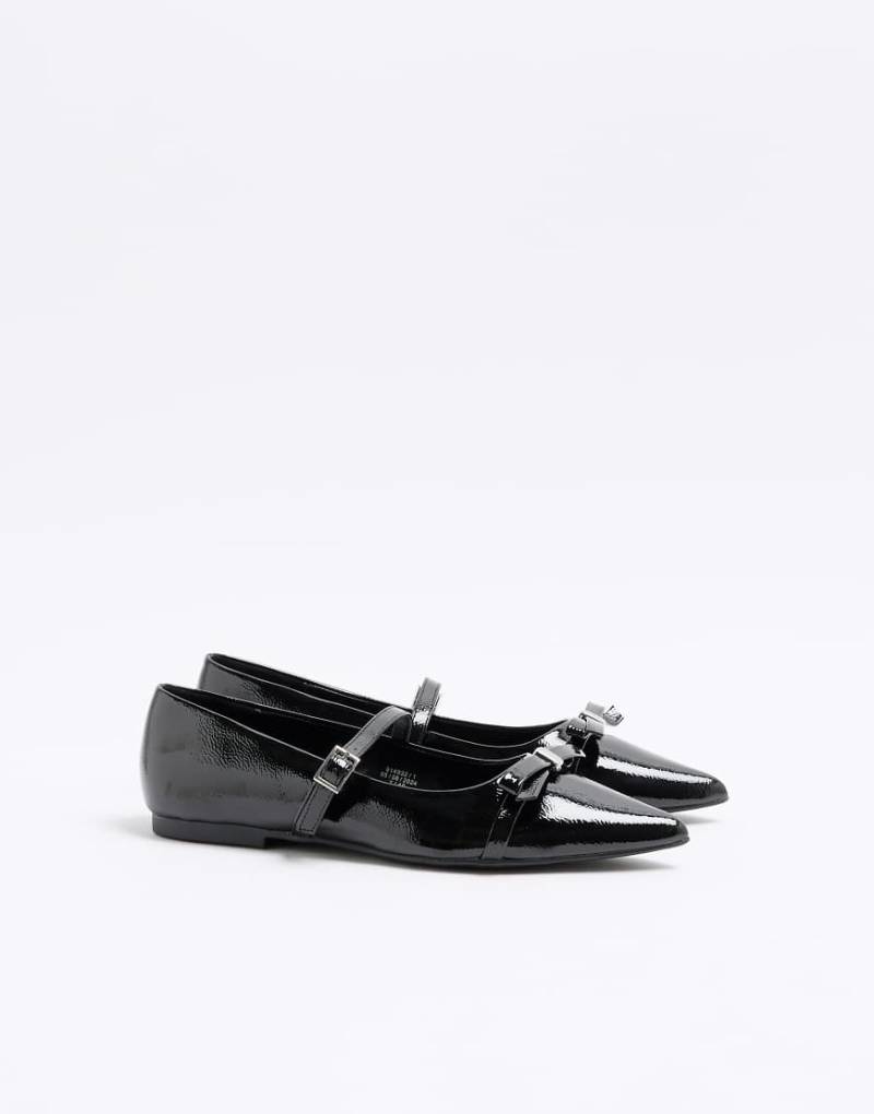 River Island - Spitze Ballerinas im Mary-Jane-Stil in Schwarz von River Island