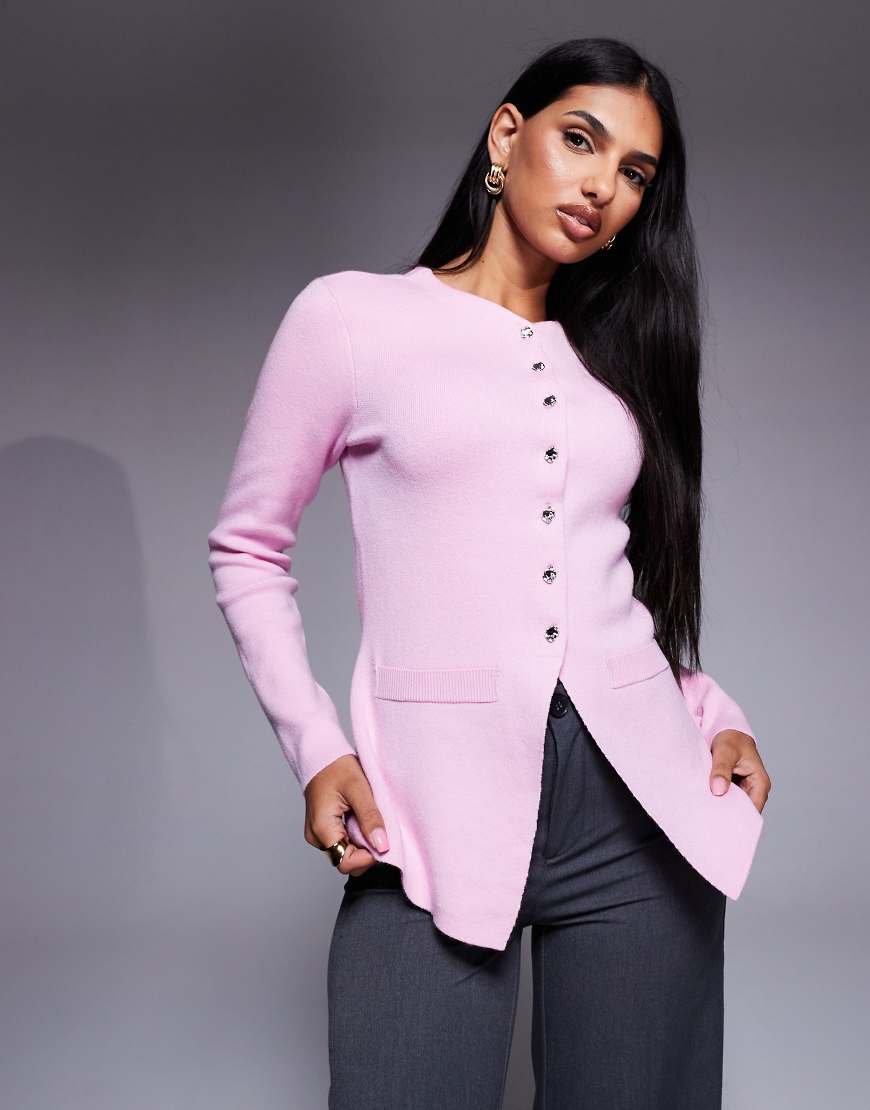 River Island - Strickoberteil in Hellrosa mit Knopfleiste River Island - Strickoberteil in Hellrosa mit Knopfleiste von River Island