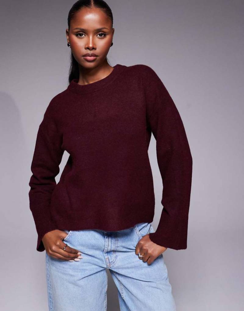 River Island - Strickpullover in Burgunderrot mit Rundhalsausschnitt von River Island