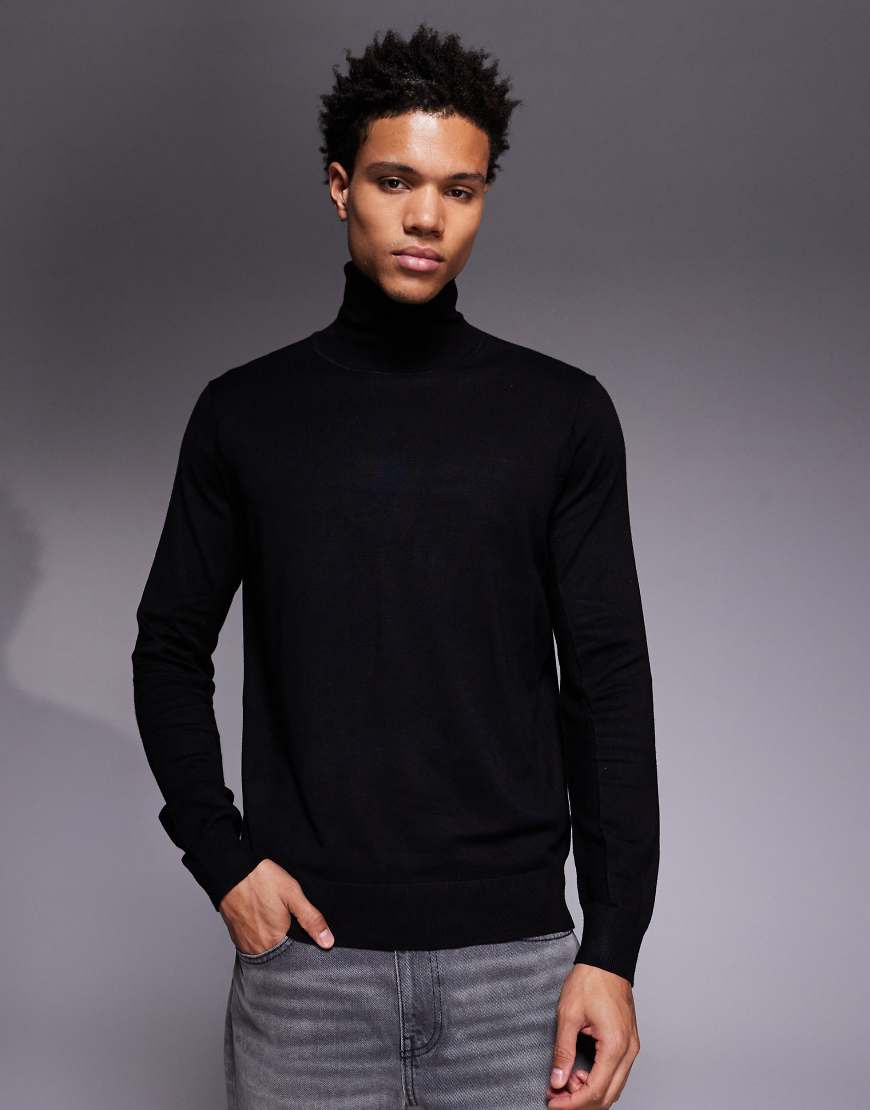 River Island - Strickpullover mit Rollkragen in Schwarz von River Island