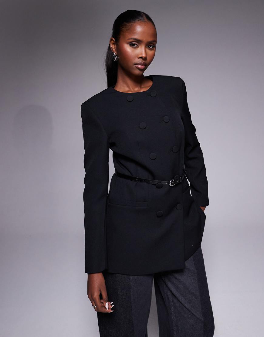 River Island - Strukturierter Oversize-Blazer in Schwarz von River Island