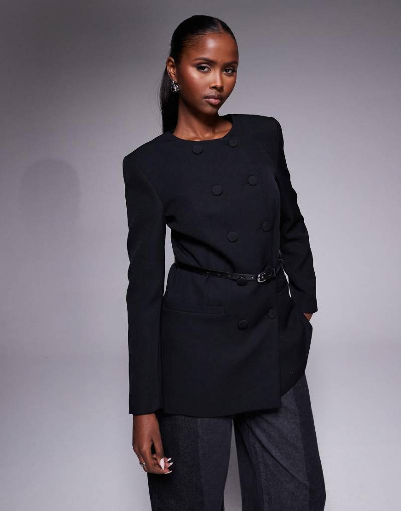 River Island - Strukturierter Oversize-Blazer in Schwarz von River Island