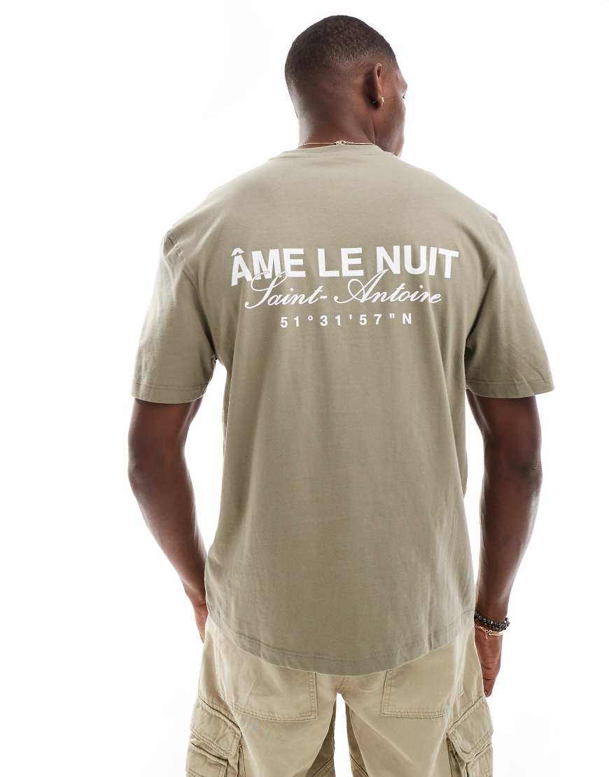 River Island - T-Shirt in Khaki mit „Âme Le Nuit"-Logo-Grün von River Island