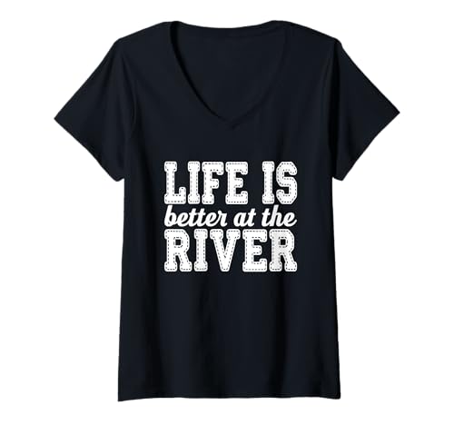 Damen River Lake Boat Kajak Tubing Float Vacation Summer Adventure T-Shirt mit V-Ausschnitt Damen River Lake Boat Kajak Tubing Float Vacation Summer Adventure T-Shirt mit V-Ausschnitt von River Outdoors Summer Adventure Floating Kayaking