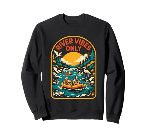 River Float Trip Vibes Only Retro Damen Sommer Sweatshirt von River Rendezvous - Float Trips and Lake Life