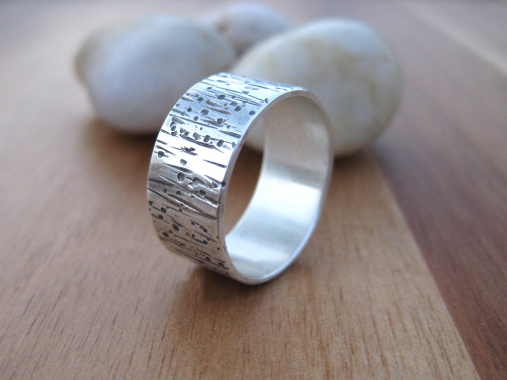 925 Silber Baumrinden Band Ring von RiverAndBirchJewelry