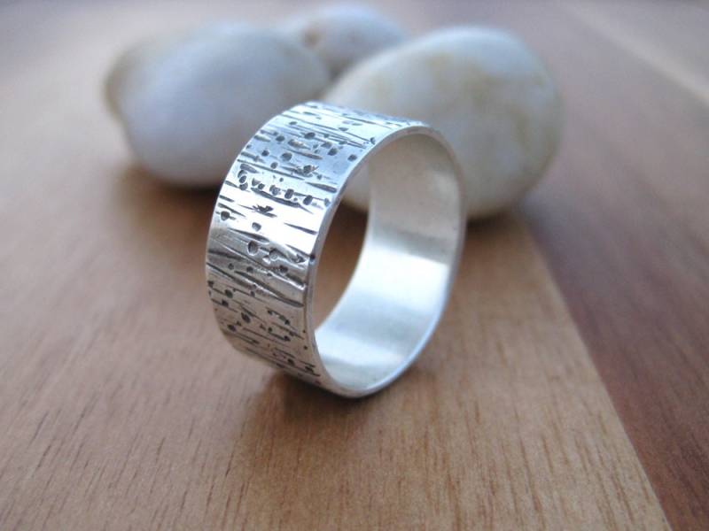925 Silber Baumrinden Band Ring von RiverAndBirchJewelry