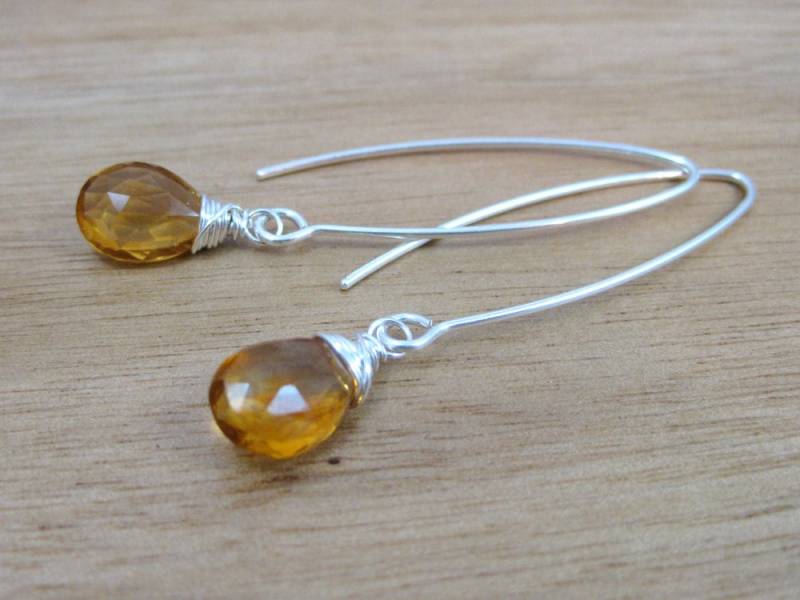 Citrin Sterling Silber Tropfen Ohrringe von RiverAndBirchJewelry