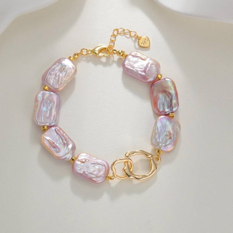 Süßwasser Mehrere Farbe Barock Perlenarmband Gold Statement Armbänder Hochglanz Handgemachter Perlenschmuck Jubiläumsgeschenk von RiverLoong