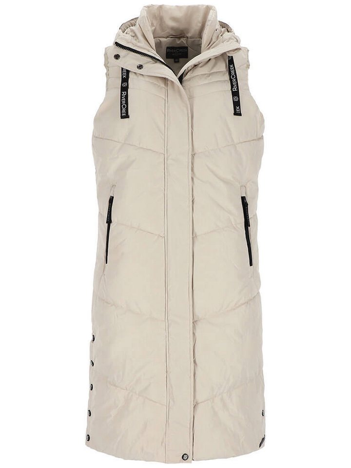 Rivercreek Steppweste Damen Langweste mit Kapuze - Gesteppte Weste mit Seitenschlitzen von Rivercreek