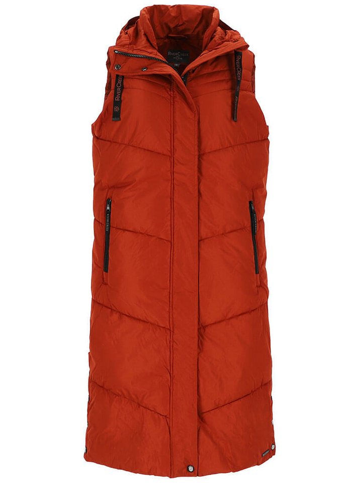 Rivercreek Steppweste Damen Langweste mit Kapuze - Gesteppte Weste mit Seitenschlitzen von Rivercreek