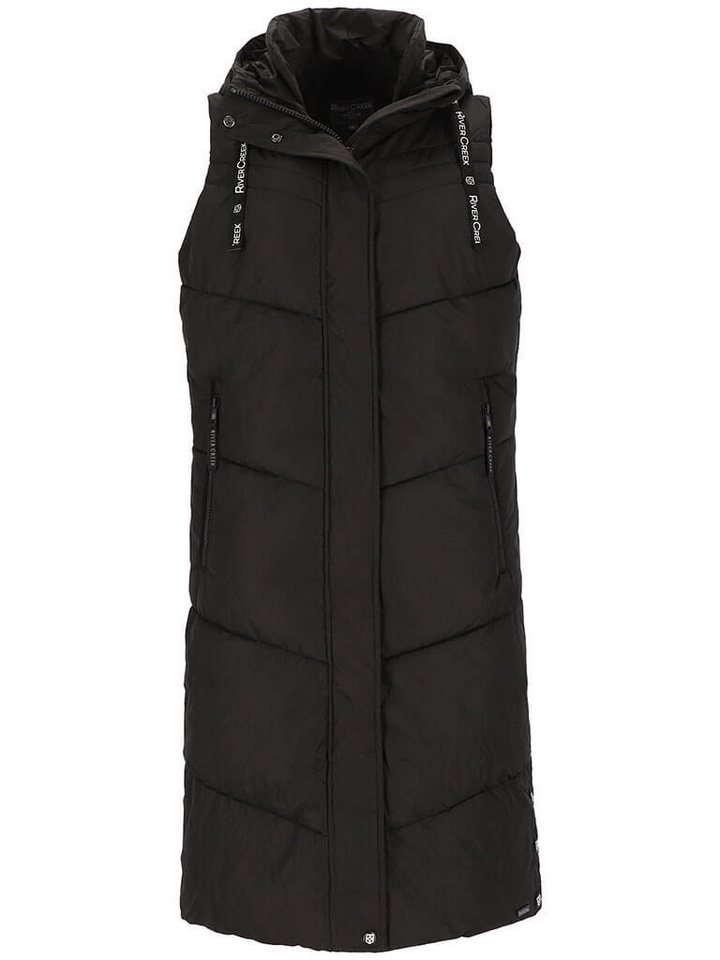 Rivercreek Steppweste Damen Langweste mit Kapuze - Gesteppte Weste mit Seitenschlitzen von Rivercreek