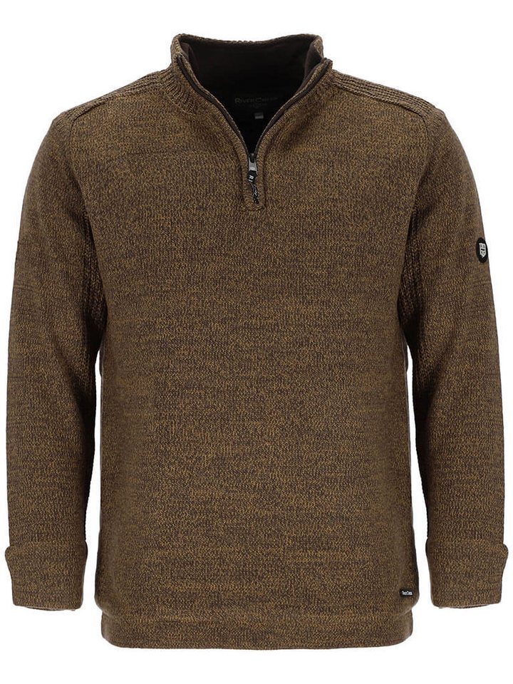 Rivercreek Troyer Herren Stricktroyer mit Teddyfutter - Pullover mit Troyer-Stehkragen von Rivercreek
