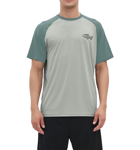 Riverruns Sonnenschutz-Rashguard-T-Shirt mit LSF 50+, Eiskühl, schnell trocknend, Schwimmshirt, Angelshirt, Sportshirt, Forest Mist, Large von Riverruns