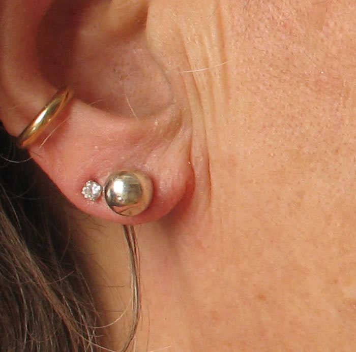 Vintage 3mm Cz Single Runde Sterling Post Single Ohrringe von Riveting