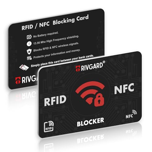 Rivgard 2 x RFID- und NFC-Schutzkarten, Schutz für kontaktlose Karten, schützen Sie Ihre Brieftaschen und Kartenhalter effektiv, Anti-Hacking, Betrug, RFID-Blocker Rivgard 2 x RFID- und NFC-Schutzkarten, Schutz für kontaktlose Karten, schützen Sie Ihre Brieftaschen und Kartenhalter effektiv, Anti-Hacking, Betrug, RFID-Blocker von Rivgard