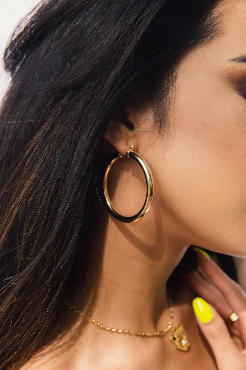 14K Gold Filled Hoop Ohrringe - Dicke Grobstrick Creolen, Wasserfest von RixenJewelry