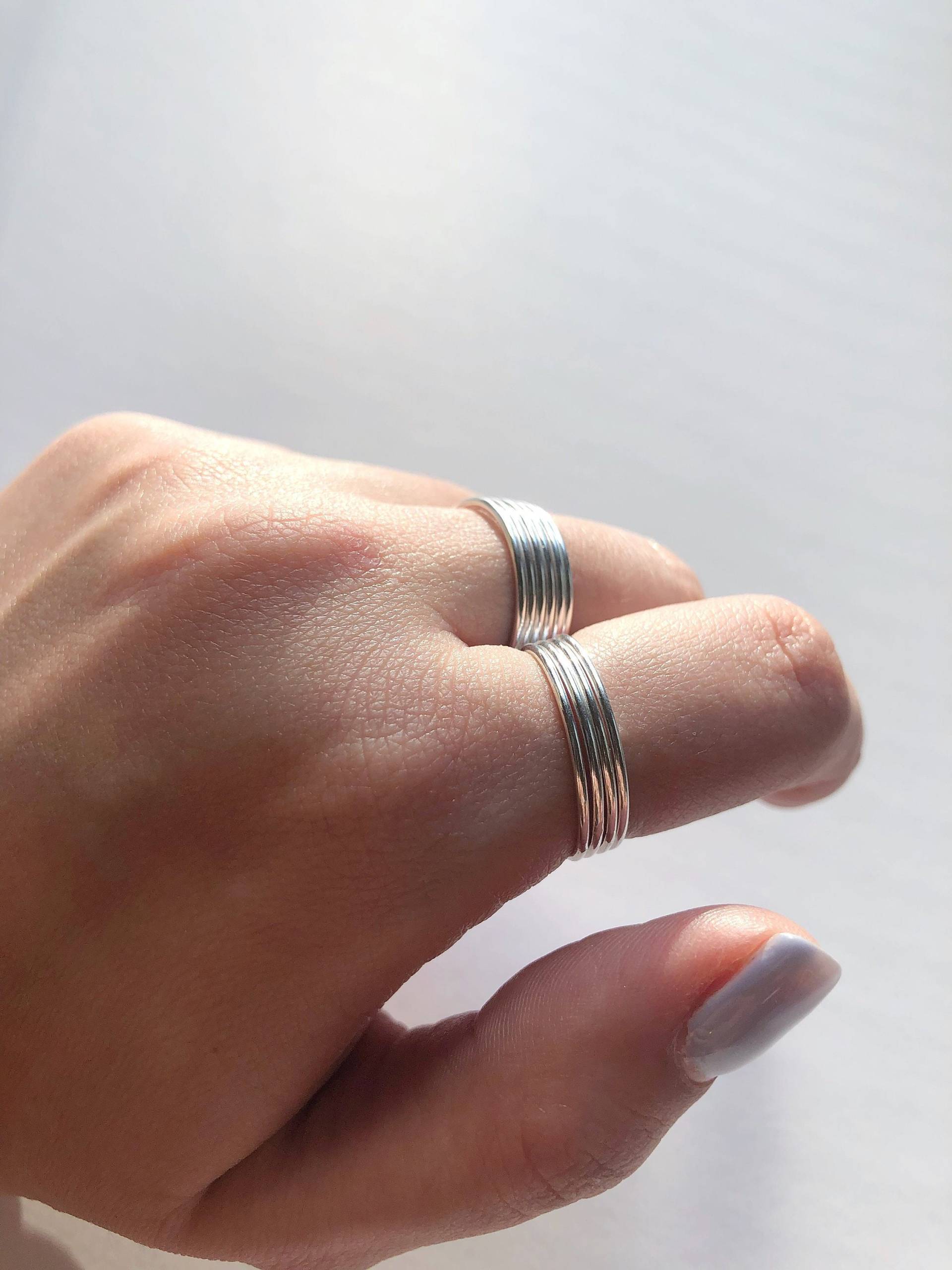 Ringset Aus 925Er Silber Dünnes Bandring-Set von RixenJewelry