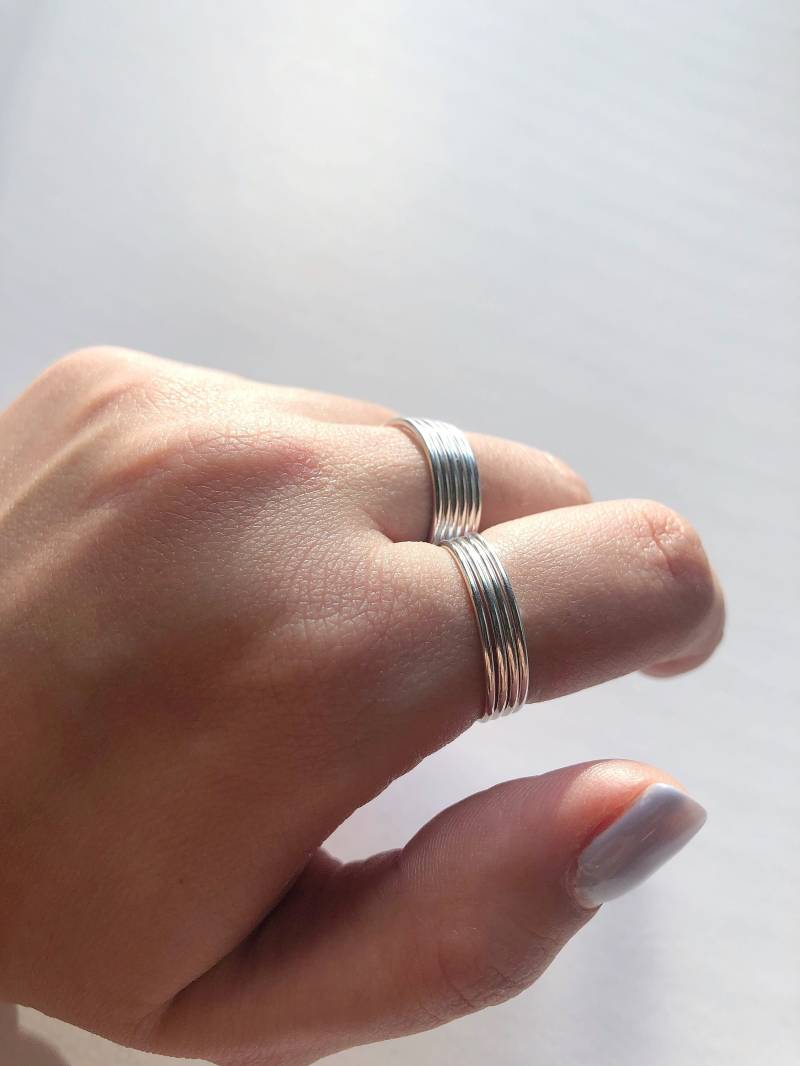 Ringset Aus 925Er Silber Dünnes Bandring-Set von RixenJewelry