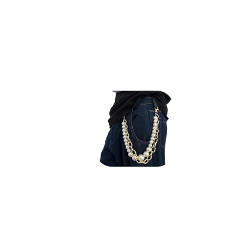 Punk Gold Big Pearl Pants Chain for Men Jean Gothic Layered Link Chain Belly Belt Trouser Keychains Jewelry for Women Pocket Wallets Biker Chain von Riymusry