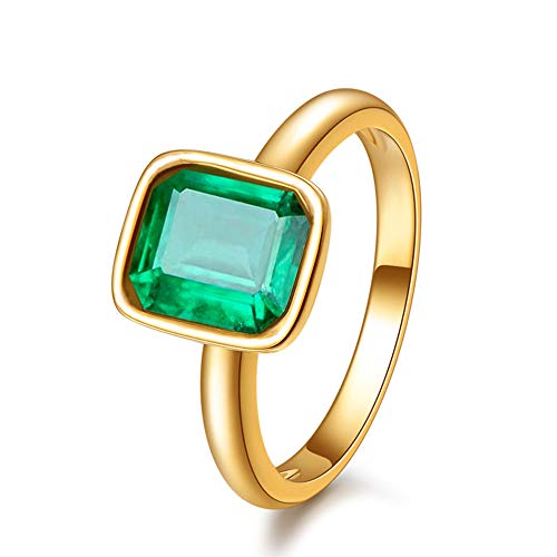 Rizilia CELEBOX Solitär Verlobung Ringe mit Smaragd Schliff Edelstein Zirkonia CZ [Grün Smaragd] in 18K Gelbgold Vergoldet, Berühmtheit inspiriert von Angelina Jolie von Rizilia