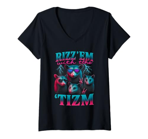Damen Lustiges Meme mit der Autistischen Opossum-Grafik von Rizz Em with The Tism T-Shirt mit V-Ausschnitt Damen Lustiges Meme mit der Autistischen Opossum-Grafik von Rizz Em with The Tism T-Shirt mit V-Ausschnitt von Rizz Em With The Tism Autistic Possum Sarcasm Tee