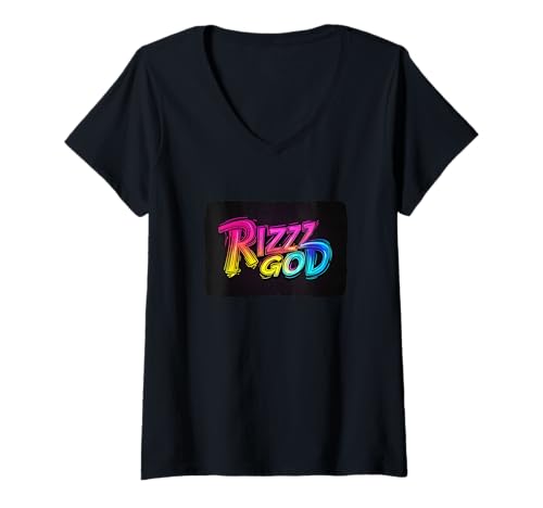 Damen Lustiges Rizz God Speech in lebendigem Stil T-Shirt mit V-Ausschnitt Damen Lustiges Rizz God Speech in lebendigem Stil T-Shirt mit V-Ausschnitt von Rizz God Outfit