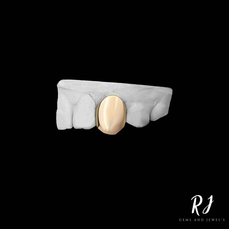 Solid Gold Einzelkappe Teeth Grillz | Custom Fit Silber Einzelzahn K9 Oben Und Unten Aus Massivem von RjGemsJewels