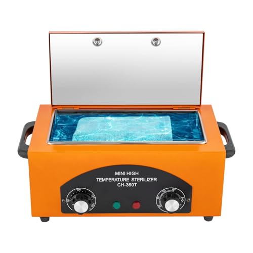 RjcdOPL Heißluftsterilisator, 300 W, 220 °C, Maximaler, mit Temperaturkontrolle und Timer, 0 bis 60 Minuten, für Besteck aus Edelstahl, Maniküre-Werkzeug, Friseurzubehör (Orange) von RjcdOPL