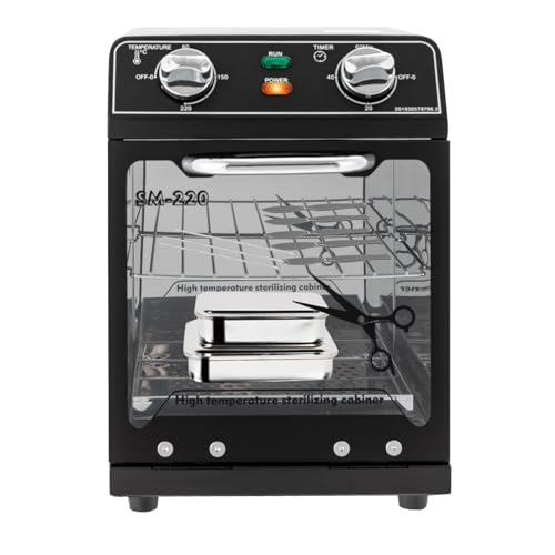 RjcdOPL Sterilisator, hohe Temperatur, 220 °C, Maximal, 8 l, mit Timer 0 bis 60 Minuten, für Besteck aus Edelstahl, Maniküre-Werkzeug, Friseurzubehör, Schwarz von RjcdOPL