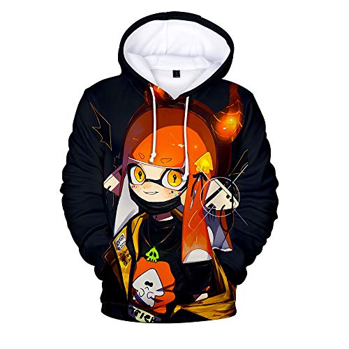 Rkjhgiikjf Splatoon Pullover Kapuzenpullover Trendy Hoodie Karikaturdruck Beiläufiger Pullover Loses Sweatshirt Sportoberteile Unisex (Color : A01, Size : L) von Rkjhgiikjf