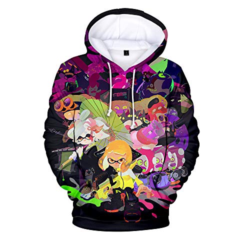 Rkjhgiikjf Splatoon Pullover Kapuzenpullover Trendy Hoodie Karikaturdruck Beiläufiger Pullover Loses Sweatshirt Sportoberteile Unisex (Color : A04, Size : L) von Rkjhgiikjf