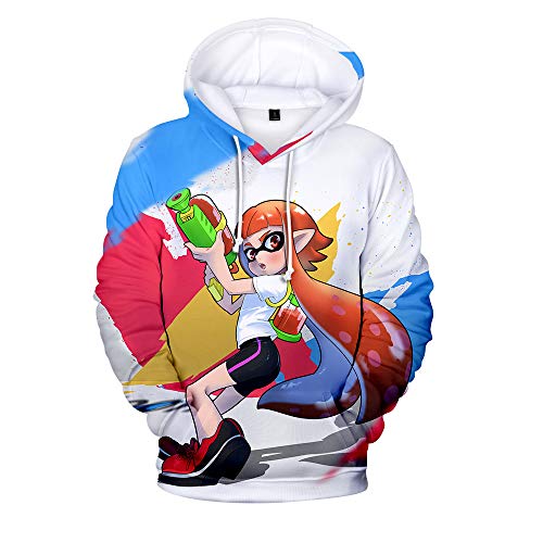 Rkjhgiikjf Splatoon Pullover Kapuzenpullover Trendy Hoodie Karikaturdruck Beiläufiger Pullover Loses Sweatshirt Sportoberteile Unisex (Color : A08, Size : XS) von Rkjhgiikjf