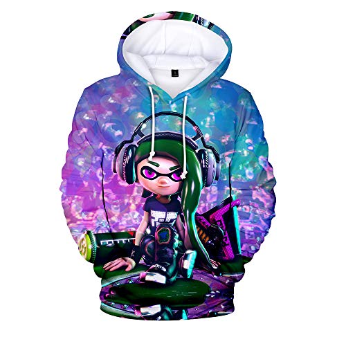 Rkjhgiikjf Splatoon Pullover Kapuzenpullover Trendy Hoodie Karikaturdruck Beiläufiger Pullover Loses Sweatshirt Sportoberteile Unisex (Color : A10, Size : L) von Rkjhgiikjf