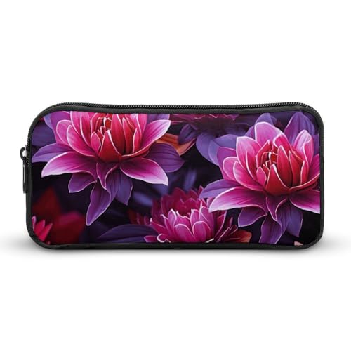 Großes Federmäppchen mit Blumenblättern, lila und rote Blume, tragbares Federmäppchen mit Reißverschluss, Schreibwaren-Organizer, einfache Aufbewahrung, ästhetische Schreibwaren für Büro, Uni von Rkklvbns