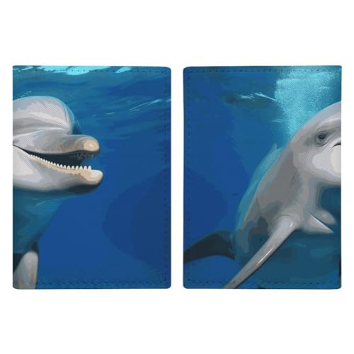 Happy Dolphin Passport Holder, ID Card Protector Case Passport Holder with Slot Passports Travel Wallet Document Cover for Women And Men von Rkklvbns