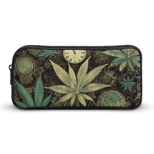 Rkklvbns A Puff in Time Marihuana großes Federmäppchen, tragbares Federmäppchen mit Reißverschluss, Schreibwaren-Organizer, einfache Aufbewahrung, ästhetische Schreibwaren für Büro, Uni, Erwachsene von Rkklvbns